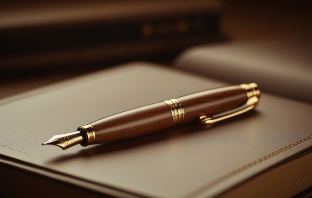 Nora's Legal Services executive notebook and fountain pen